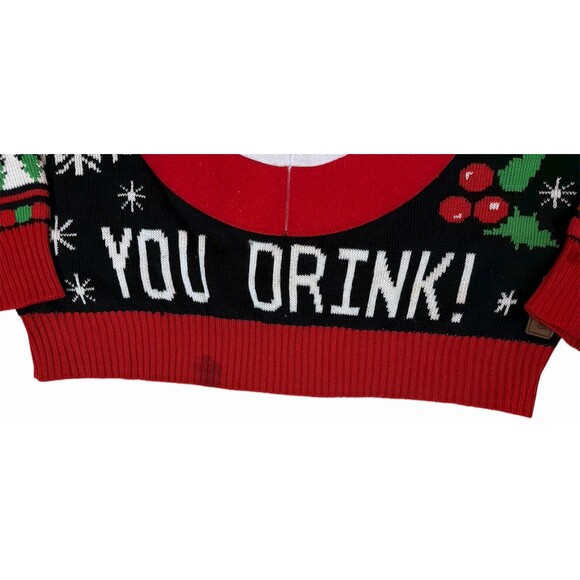 Tipsy Elves Ugly Xmas Sweater M “You Miss You Drink” Drinking Game - Picture 4 of 9